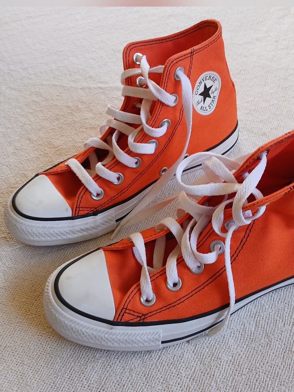 converse ♡ orange high tops 6 neon bright retro indie skateboarding shoes 90s
